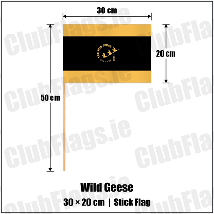 Wild Geese 20cm x 30cm Stick Flag with the club crest and colours, Dublin GAA - ClubFlags.ie