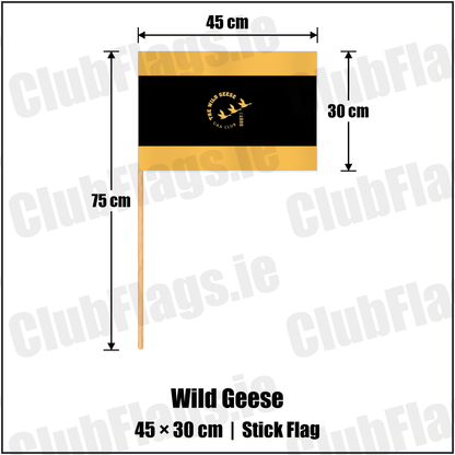 Wild Geese 30cm x 45cm Stick Flag with the club crest and colours, Dublin GAA - ClubFlags.ie