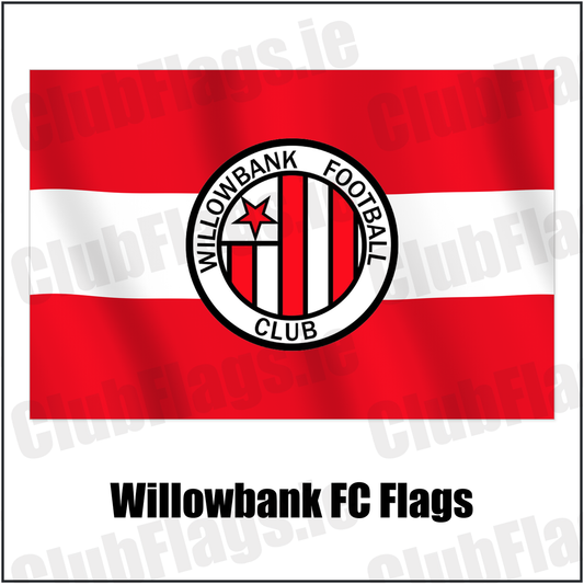 Willowbank FC Flags with the club crest and colours, Antrim Football - ClubFlags.ie