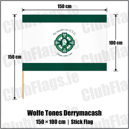 Wolfe Tones Derrymacash 100cm x 150cm Stick Flag with the club crest and colours, Armagh GAA - ClubFlags.ie