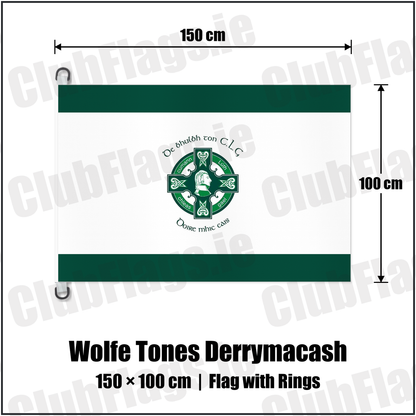 Wolfe Tones Derrymacash 150cm x 100cm Flag Pole Flag with Rings with the club crest and colours, Armagh GAA - ClubFlags.ie