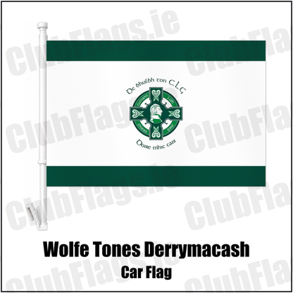 Wolfe Tones Derrymacash Car Flag with the club crest and colours, Armagh GAA - ClubFlags.ie