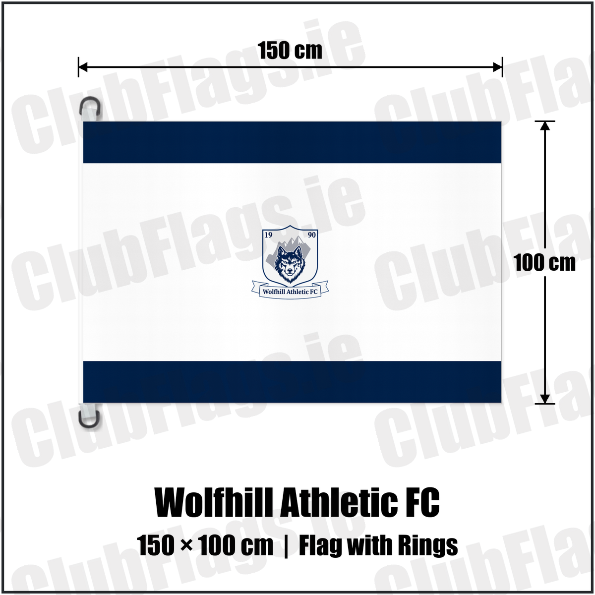 Wolfhill Athletic FC 150cm x 100cm Flag Pole Flag with Rings with the club crest and colours, Laois football - ClubFlags.ie