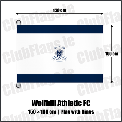 Wolfhill Athletic FC 150cm x 100cm Flag Pole Flag with Rings with the club crest and colours, Laois football - ClubFlags.ie