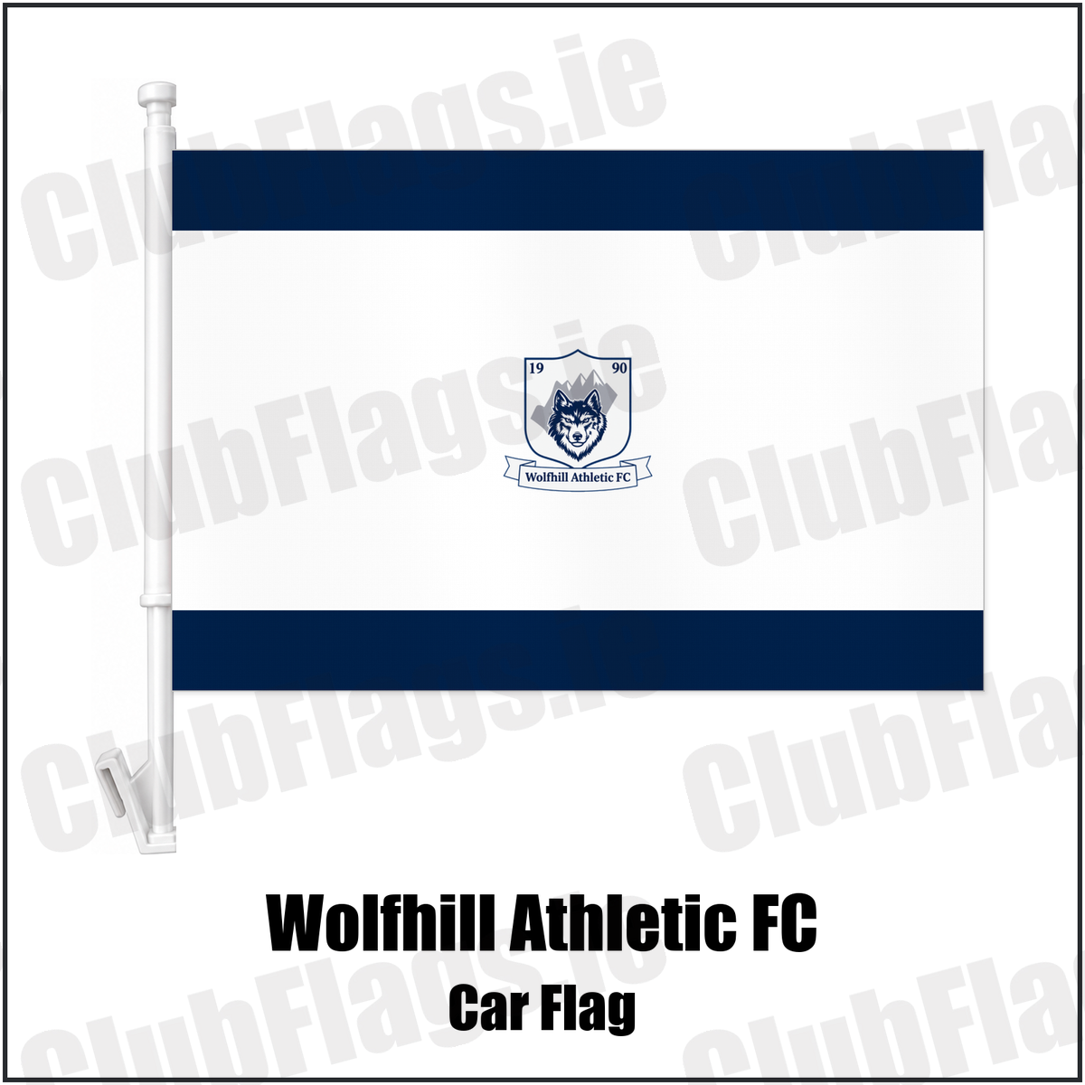 Wolfhill Athletic FC Car Flag with the club crest and colours, Laois football - ClubFlags.ie